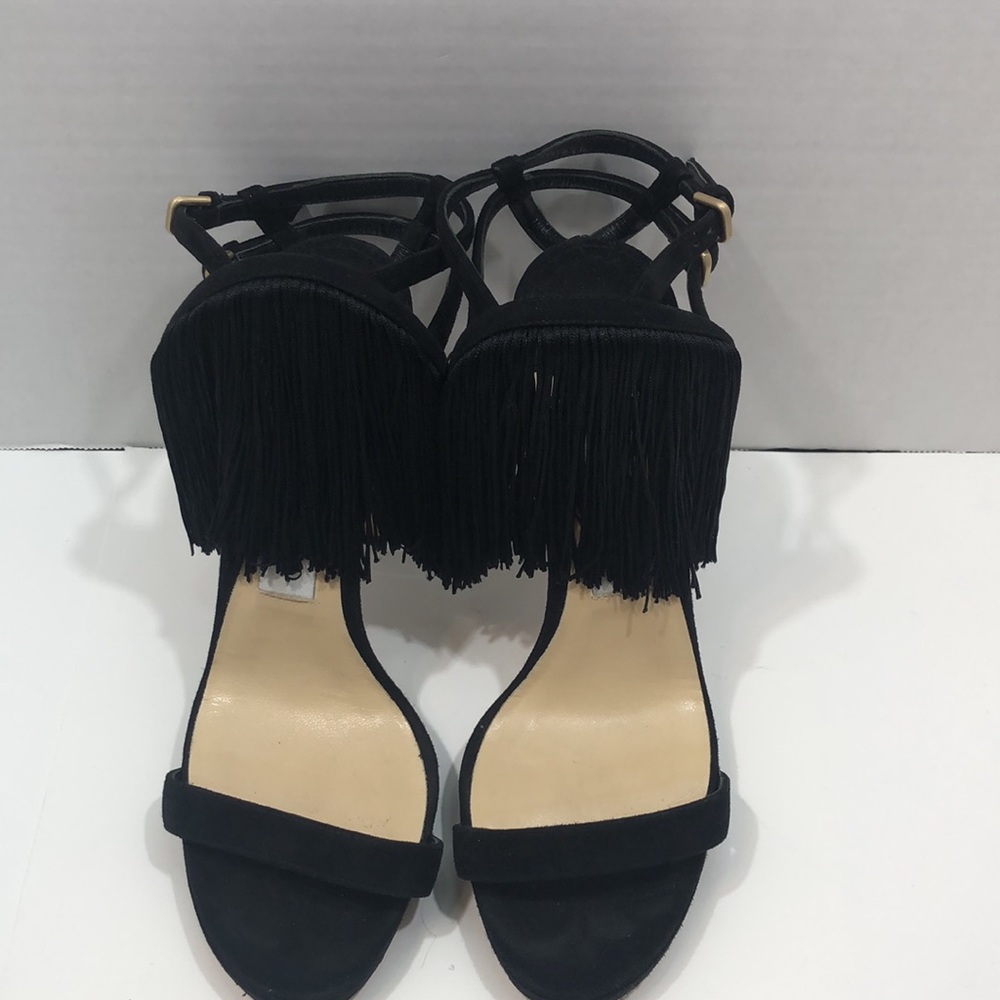 Jimmy Choo Farrah Fringe Black Sandal  Size 37 ½ - Picture 2 of 8